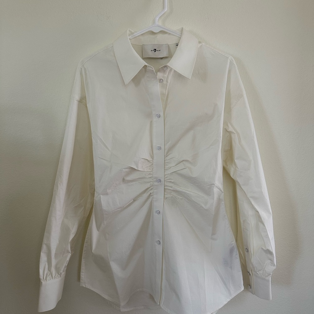 7 for All Mankind cinched waist button up shirt - Picture 5 of 8